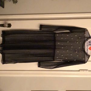 Black Sheer Dress with Pearls